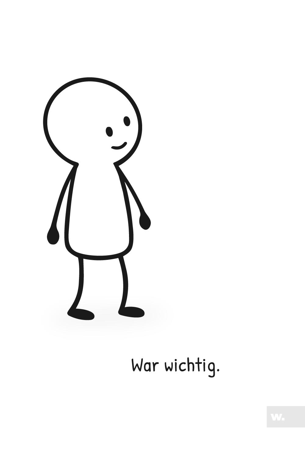 Minimalistische Strichfigur mit dem Text „War wichtig.“ in ruhiger, reduzierter Darstellung.